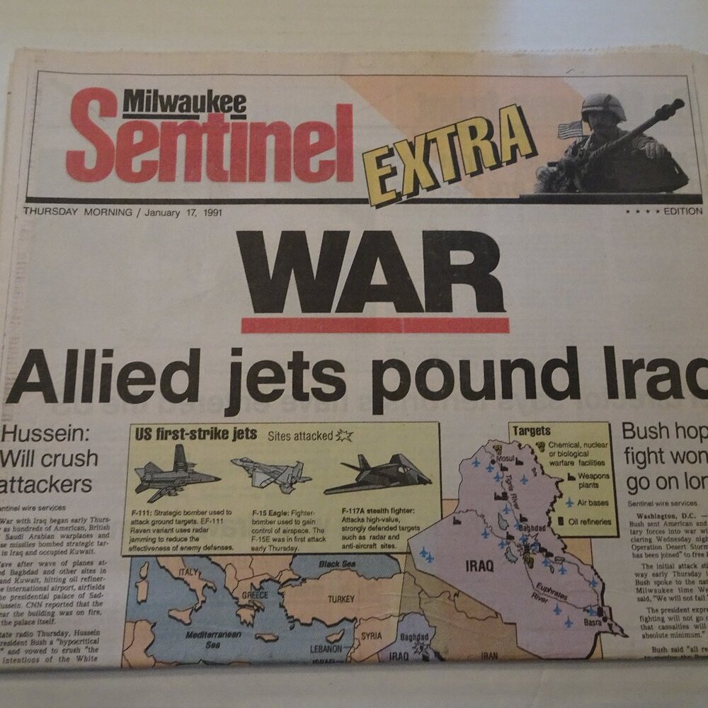Milwaukee Sentinel - January 17, 1991 - WAR - EXTRA - Newspaper